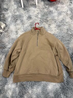 Xersion Women Half Zip Pullover Sweater Khaki Tan Fleece Top Plus Size 0X
